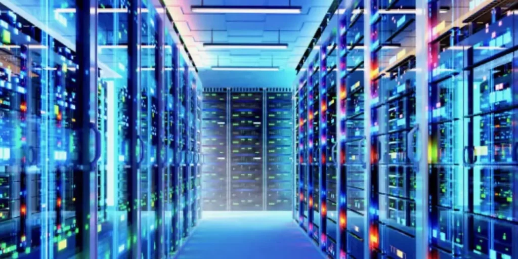Data center server racks with building automation lighting