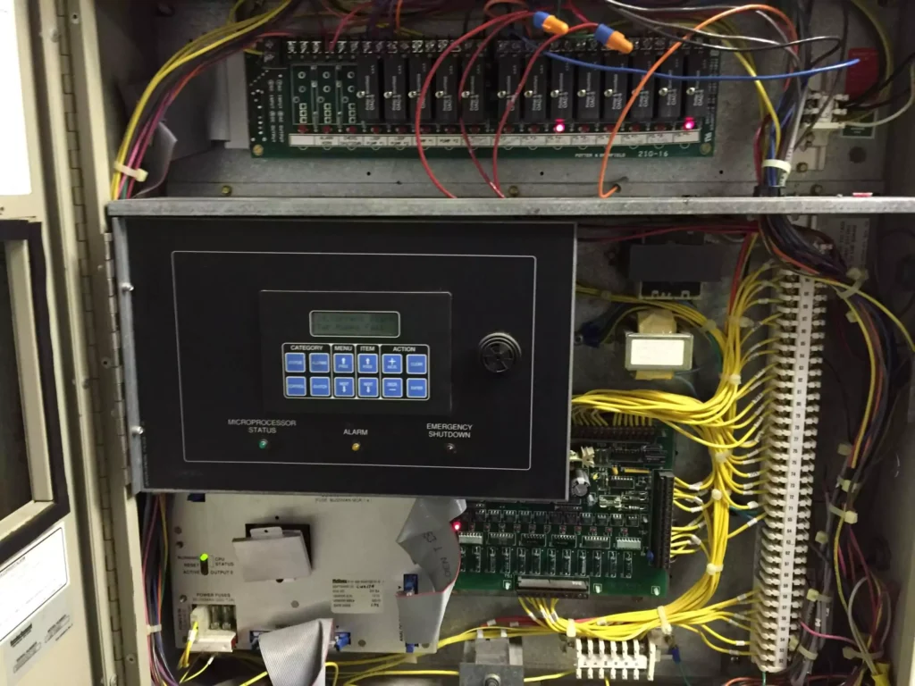 Electrical control panel with wiring and meters